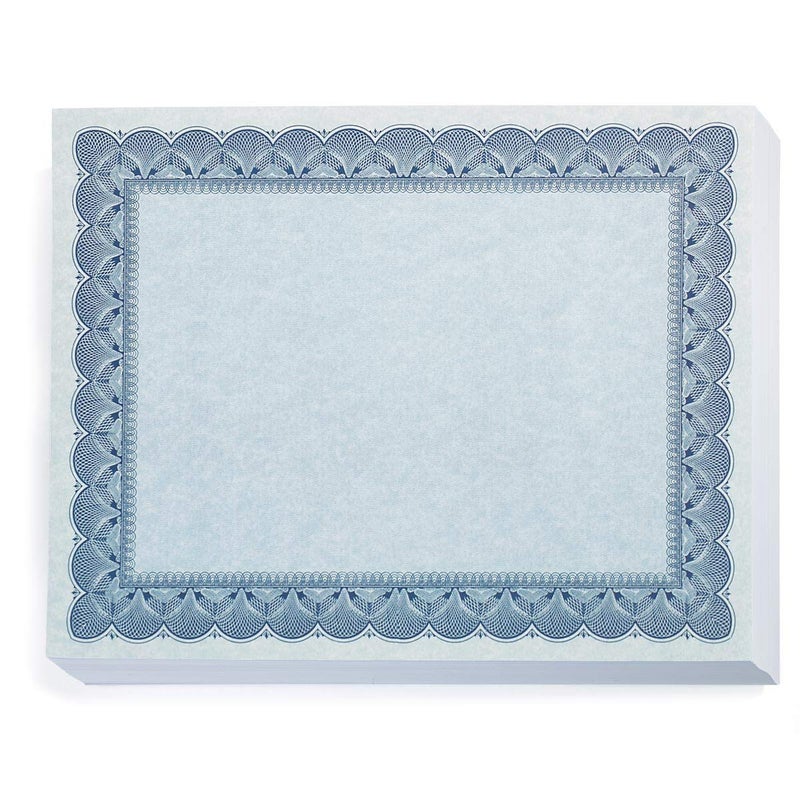 PaperDirect Traditional Blue Standard Certificates - 100 Sheets, 8.5 x 11, 28 lb Parchment Paper, Laser & Inkjet Printer Compatible, Perfect for Awards, Graduations, Employee Recognition - Image 1